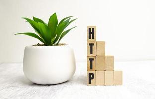 HTTP Written On Wooden Blocks On A Board, Insecure Internet Concept photo