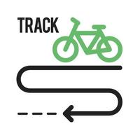 línea de pista de bicicleta icono verde y negro vector