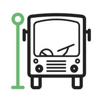 línea de parada de autobús icono verde y negro vector