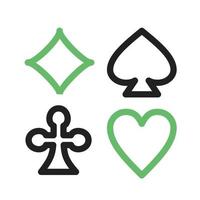 línea de trajes de tarjeta icono verde y negro vector