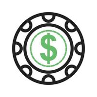 Dollar Chip Line Green and Black Icon vector