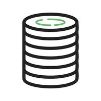 Stack of Coins Line Green and Black Icon vector