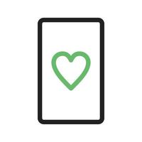 línea de tarjeta de corazones icono verde y negro vector