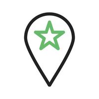 Starred Location Line Green and Black Icon vector
