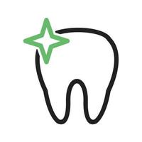 línea de dientes brillante icono verde y negro vector