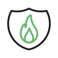 Fire Shield Line Green and Black Icon vector