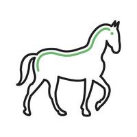 línea de caballo icono verde y negro vector