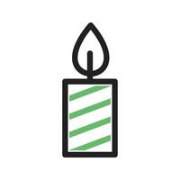 Lit Candle Line Green and Black Icon vector