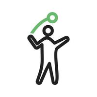 Hammer Throw Line Green and Black Icon vector