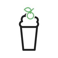 línea de batido de fresa icono verde y negro vector