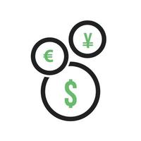 Currency Line Green and Black Icon vector