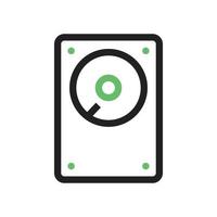 Hard Disk Line Green and Black Icon vector