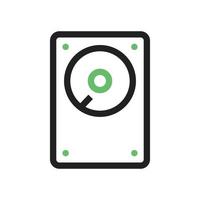 línea de disco duro icono verde y negro vector