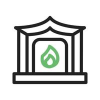 Fireplace Line Green and Black Icon vector
