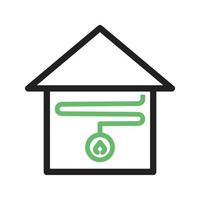 Heating System Line Green and Black Icon vector