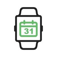 Calendar App Line Green and Black Icon vector