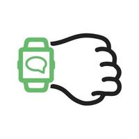 Messaging on Watch Line Green and Black Icon vector