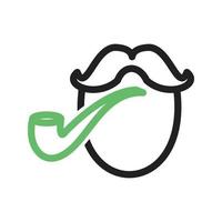 Pirate with Smoking Pipe Line Green and Black Icon vector