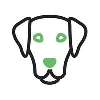 Dog Face Line Green and Black Icon vector