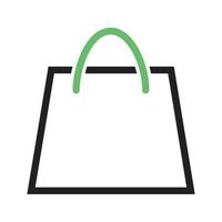 línea de bolsa de compras icono verde y negro vector