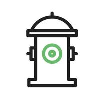 Hydrant Line Green and Black Icon vector