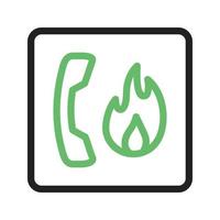 línea de emergencia contra incendios icono verde y negro vector