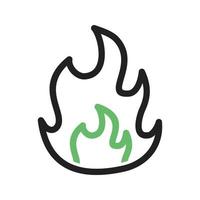 Flame Line Green and Black Icon vector