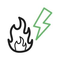 Electricity Fire Line Green and Black Icon vector