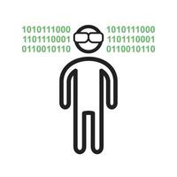 Nerd Line Green and Black Icon vector