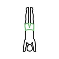 Support Headstand Line Green and Black Icon vector