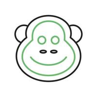 Monkey Line Green and Black Icon vector