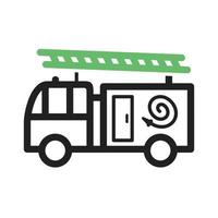 Fire Truck Line Green and Black Icon vector