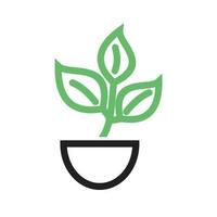 línea de planta icono verde y negro vector