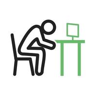 Sleepy Worker Line Green and Black Icon vector