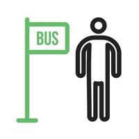 Bus Stop Line Green and Black Icon vector