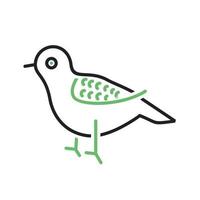 línea de pájaro icono verde y negro vector