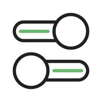 línea de interruptores múltiples icono verde y negro vector