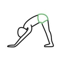 Downward Facing Dog Pose Line Green and Black Icon vector