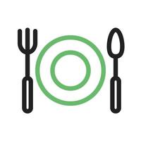 Dinner Plate Line Green and Black Icon vector