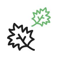 icono de línea verde y negro de hojas vector