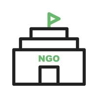 NGO Building Line Green and Black Icon vector