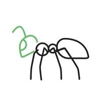 hormiga ii línea icono verde y negro vector