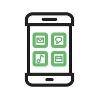 Multiple Apps Line Green and Black Icon vector