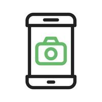 Camera App Line Green and Black Icon vector