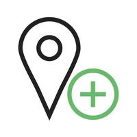 Add Location Line Green and Black Icon vector