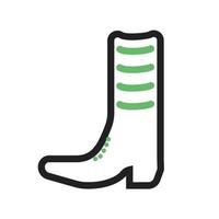 Cowboy Boot Line Green and Black Icon vector