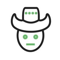 hombre línea icono verde y negro vector