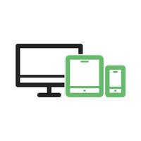 línea de compatibilidad del dispositivo icono verde y negro vector