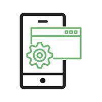 Devices Settings Line Green and Black Icon vector