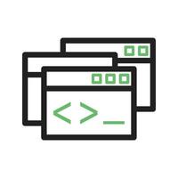 línea de programación de ventanas icono verde y negro vector